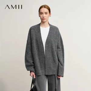 Amii Cardigan For Women 2025 Winter New Commuter V-neck Long Sleeve Sweater Cardigan Buckle-free Loose Casual Kni Top 12554077 - AliExpress Sweaters&Jumpers