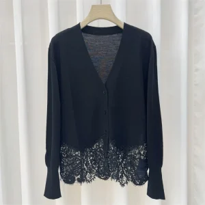 Cardigan for women 2025 Winter new elastic knitted slim fit long sleeved top lace patchwork Knitwear wool blend Women's sweater - AliExpress Sweaters&Jumpers