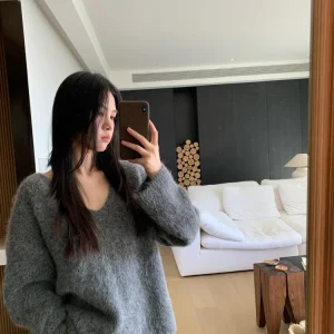 Autumn Winter Women's V-Ne Soft Cozy Lazy Sle Fce Knit Sweater Long Sve Regular Fit Pure Color Commute Sle Knitte... - AliExpress Sweaters&Jumpers