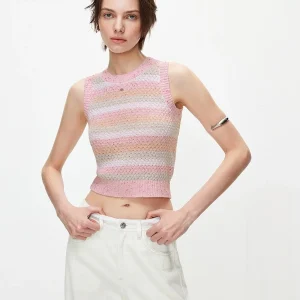 Spring 2026 Faionable Color Blo Striped Hollow out Knitted Design round Ne Svel Vest Knitwear Women's Sle - AliExpress Sweaters&Jumpers