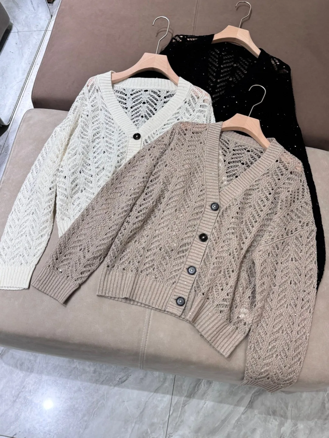 Women's spring summer linen hollow knitted elegant cardigan - AliExpress Sweaters&Jumpers