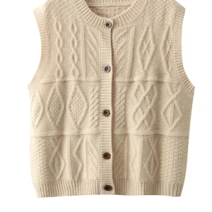 Korean Women Vest Sweater Clothes Autumn Winter Sleeveless Waistcoat 100% Cashmere Cardigan Vest Jacquard Layering Warm Knitted - AliExpress Sweaters&Jumpers