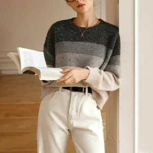 OLrain adient ey Knitwear Women's Winter Commute Sle Loose Fit Long Sve round Ne Pullover Casual Faion Top - AliExpress Sweaters&Jumpers