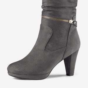 Ankle Zip Platform High Heel Mid Calf Boots Grey/9 - Allegra K catalog