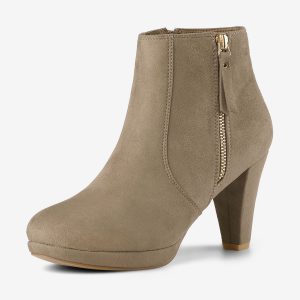 Side Zipper Low Platform Chunky Heel Ankle Booties Nude/9.5 - Allegra K catalog