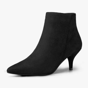 Pointed Toe Zip Stiletto Kitten Heel Ankle Booties Black/9 - Allegra K catalog