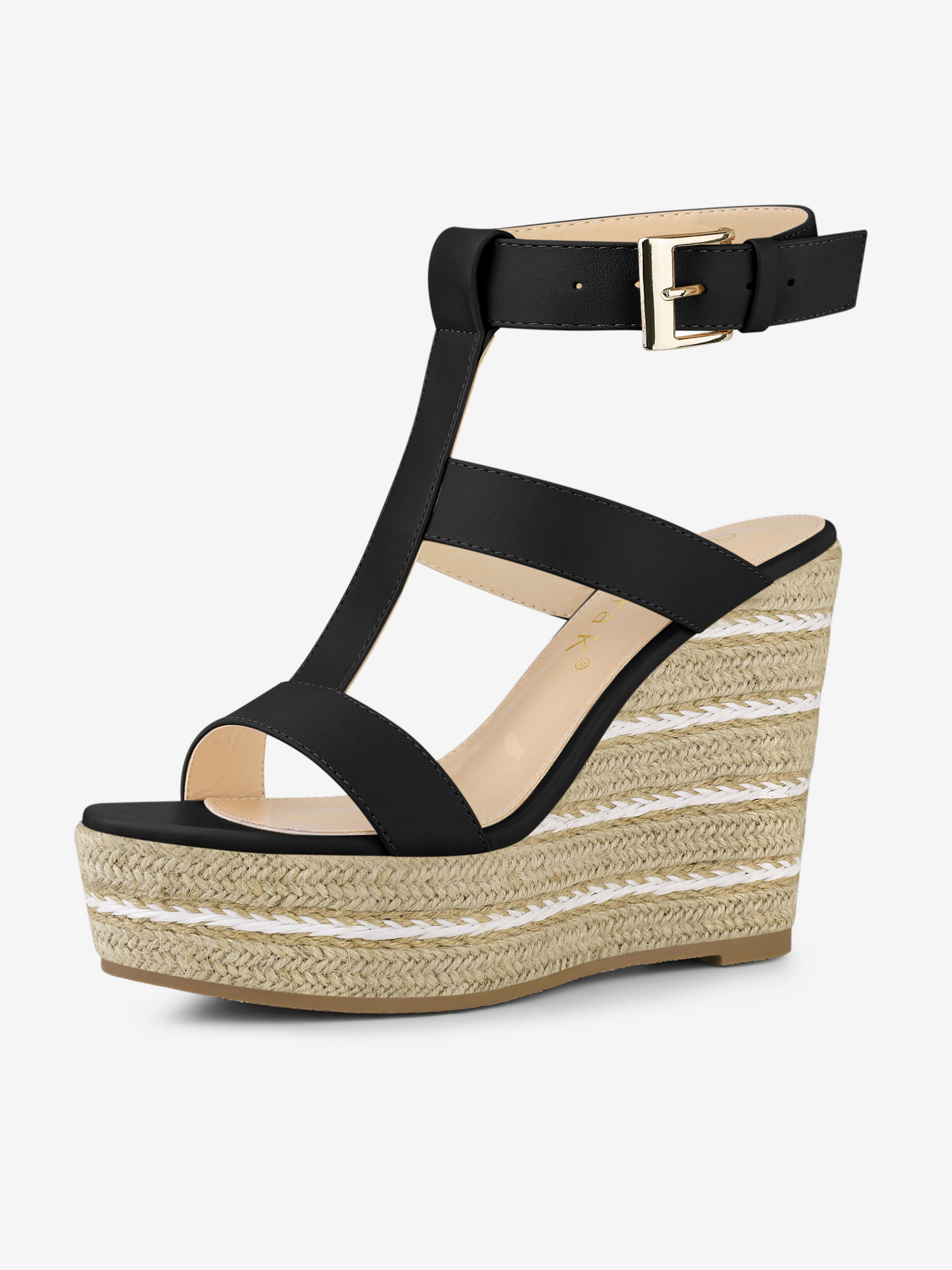 Espadrille Strappy Platform Wedges Sandals Black/7 - Allegra K catalog