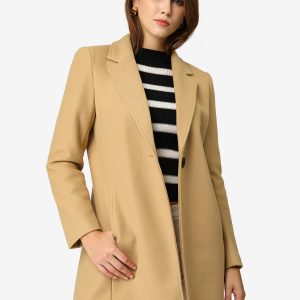 Classic Notched Lapel Long Sleeve Buttoned Coat Khaki/L - Allegra K catalog