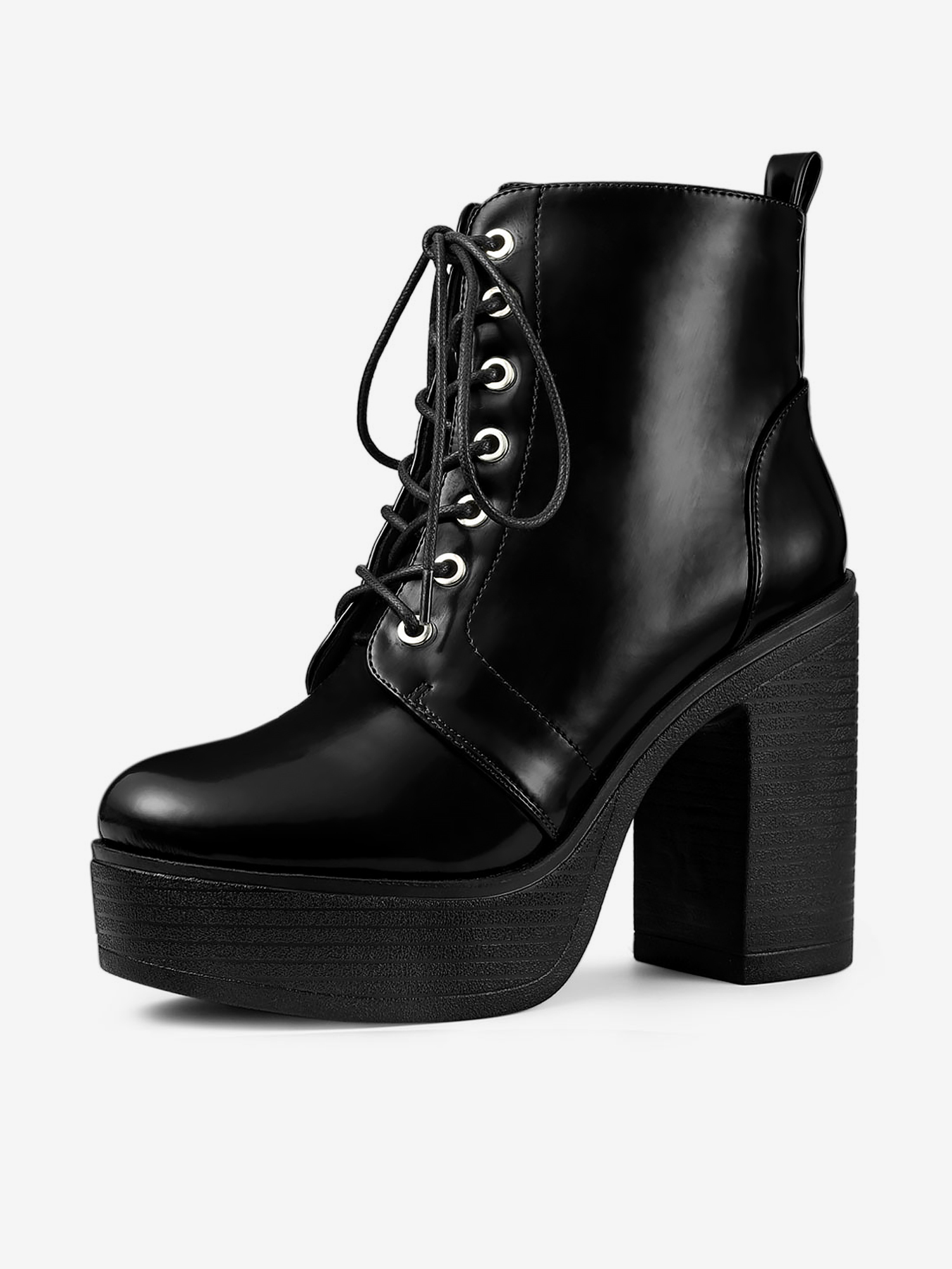 Platform Chunky High Heel Lace Up Combat Boots Black/10 - Allegra K catalog