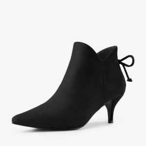 Pointed Toe Kitten Heel Ankle Booties Black/10 - Allegra K catalog