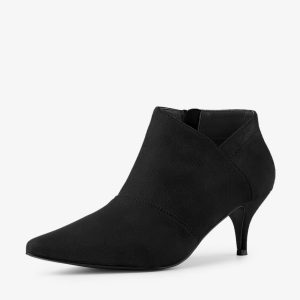 Pointed Toe Kitten Heel Cutout Ankle Boots Black/7.5 - Allegra K catalog