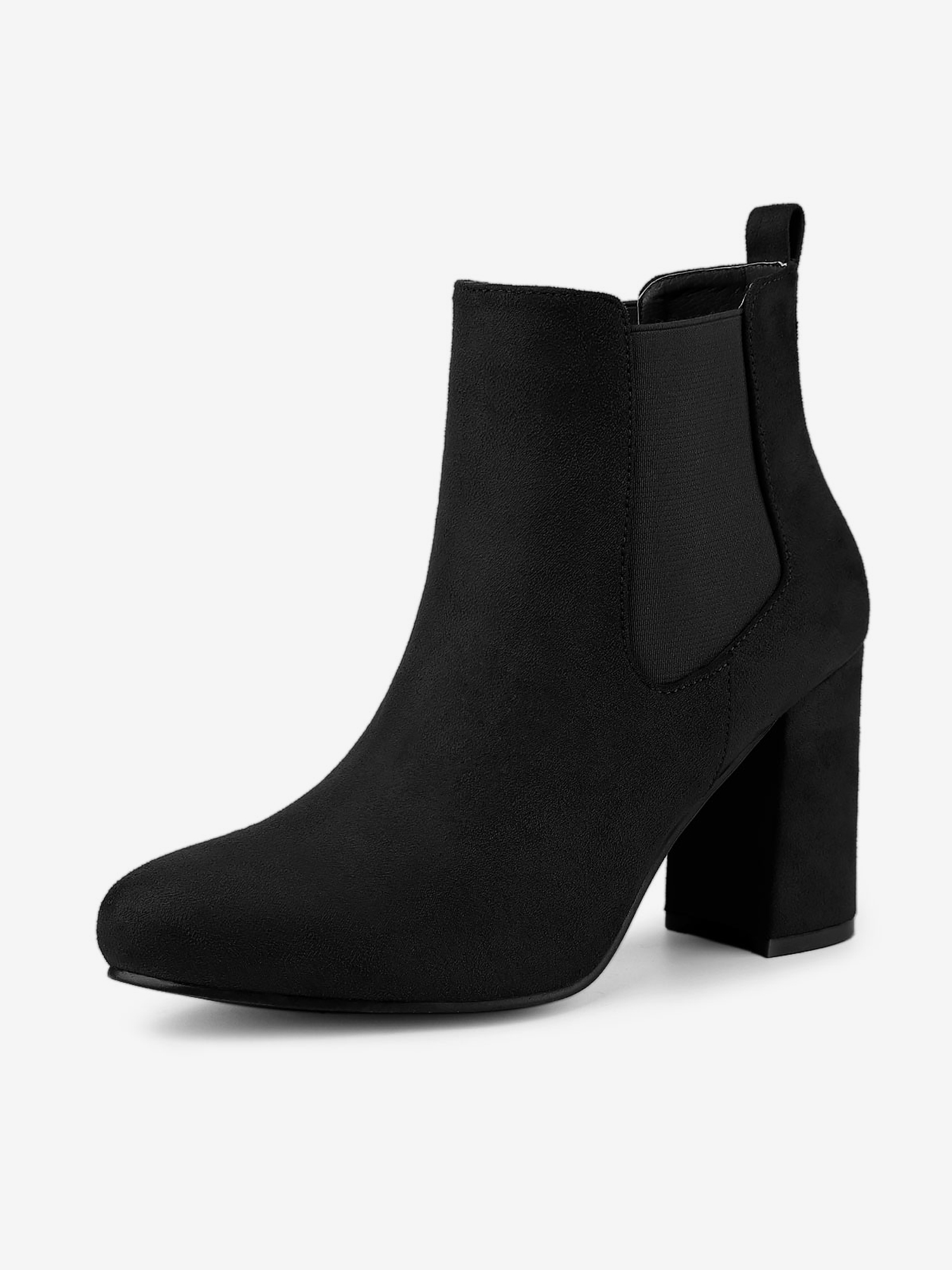 Round Toe Chunky High Heel Ankle Chelsea Boots Black/9.5 - Allegra K catalog