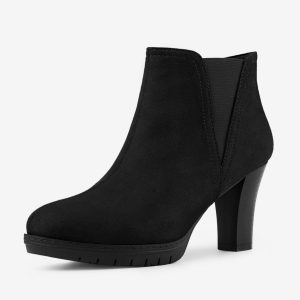 Round Toe Block Heel Chelsea Ankle Boots Black/5.5 - Allegra K catalog