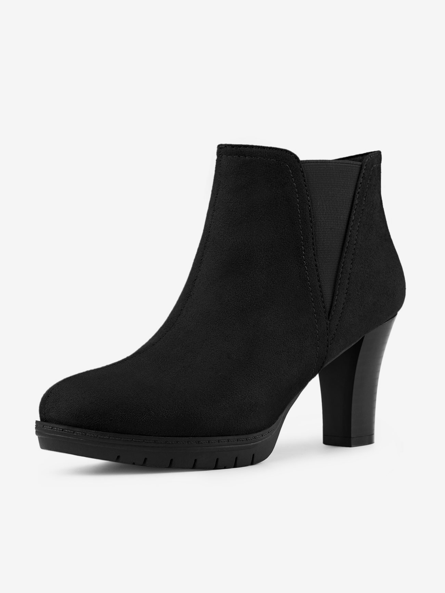 Round Toe Block Heel Chelsea Ankle Boots Black/5.5 - Allegra K catalog