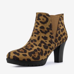 Round Toe Block Heel Chelsea Ankle Boots Leopard/8 - Allegra K catalog