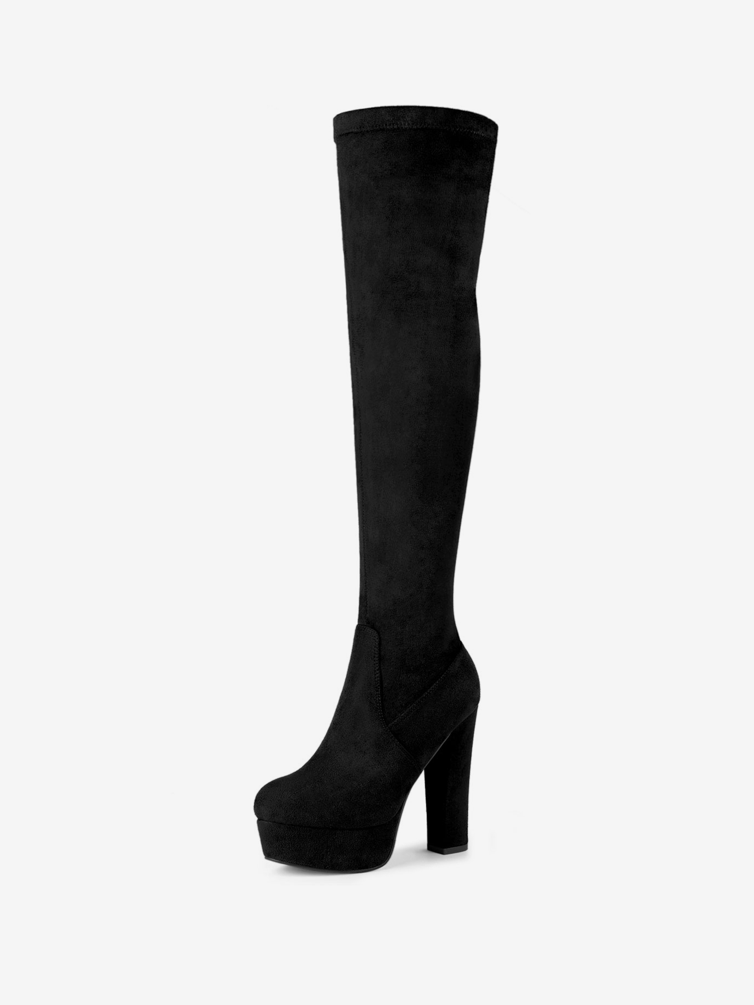 Faux Suede Platform Block Heel Over Knee High Boots Black/7.5 - Allegra K catalog
