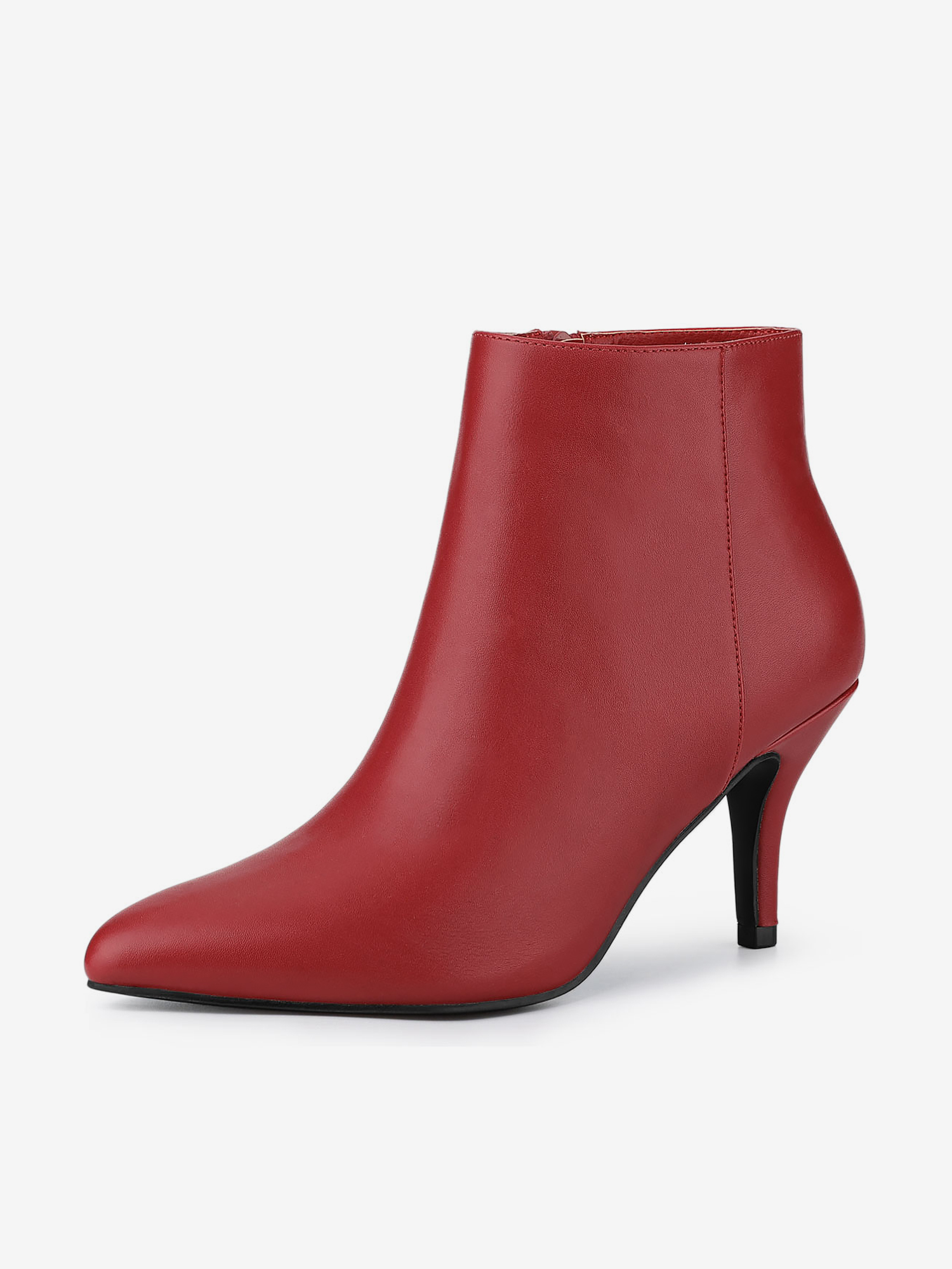 Pointed Toe Zipper Stiletto Heel Ankle Boots Red/5.5 - Allegra K catalog