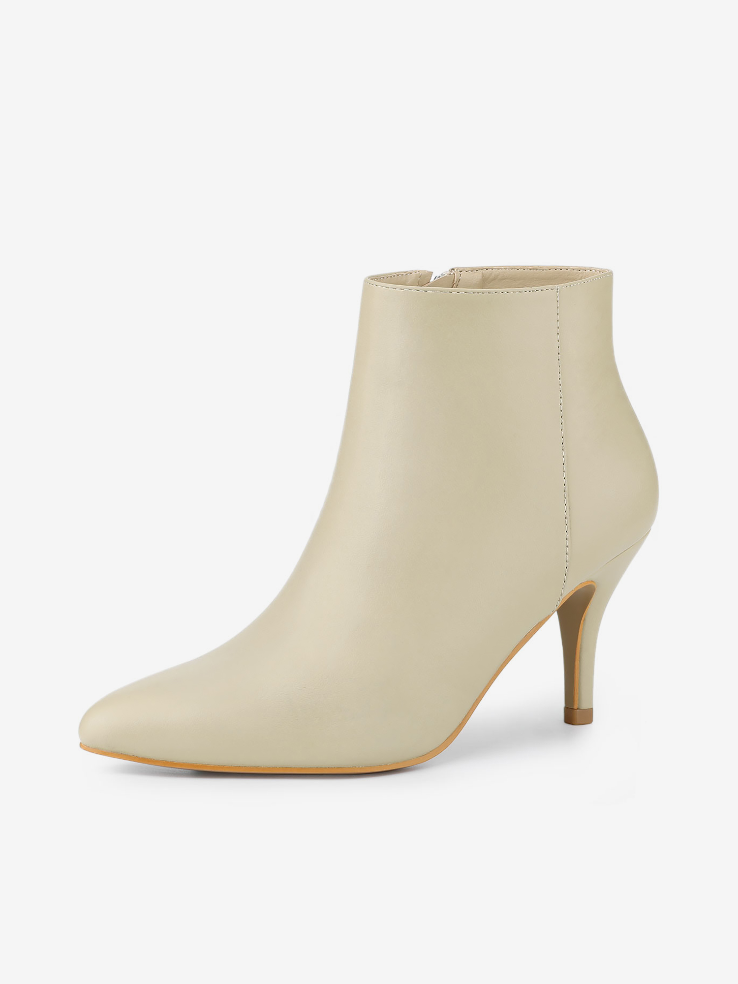 Pointed Toe Zipper Stiletto Heel Ankle Boots Beige/10 - Allegra K catalog