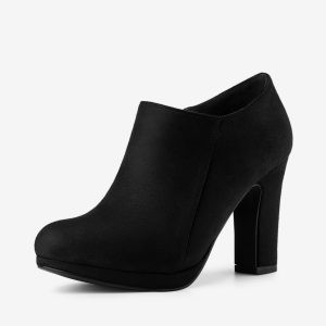 Platform Round Toe Chunky Heel Ankle Booties Black/8.5 - Allegra K catalog