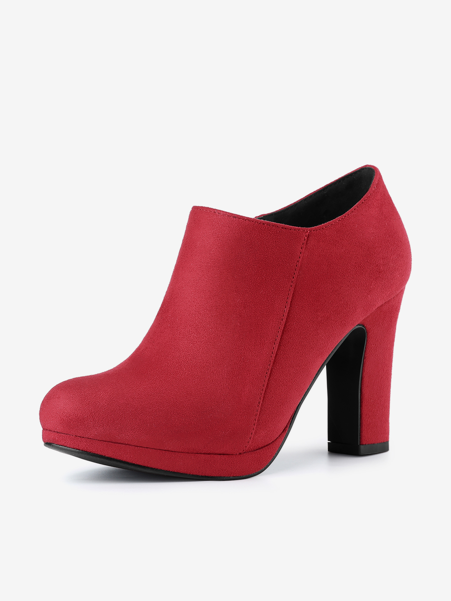 Platform Round Toe Chunky Heel Ankle Booties Red/7 - Allegra K catalog