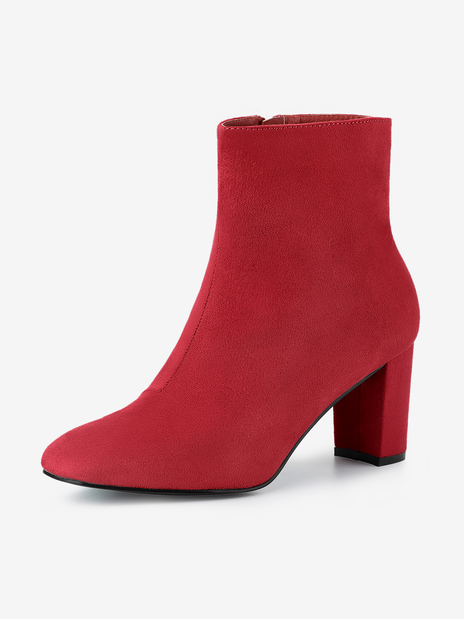 Dress Side Zip Chunky Heel Ankle Boots Red/7 - Allegra K catalog