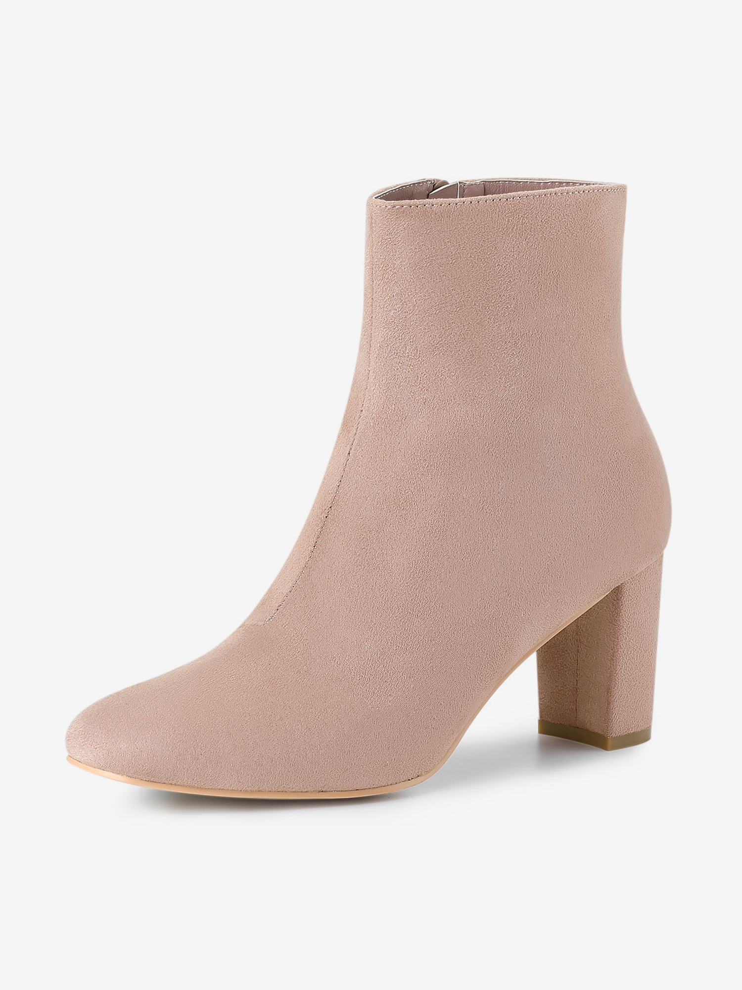 Dress Side Zip Chunky Heel Ankle Boots Dust Pink/7 - Allegra K catalog