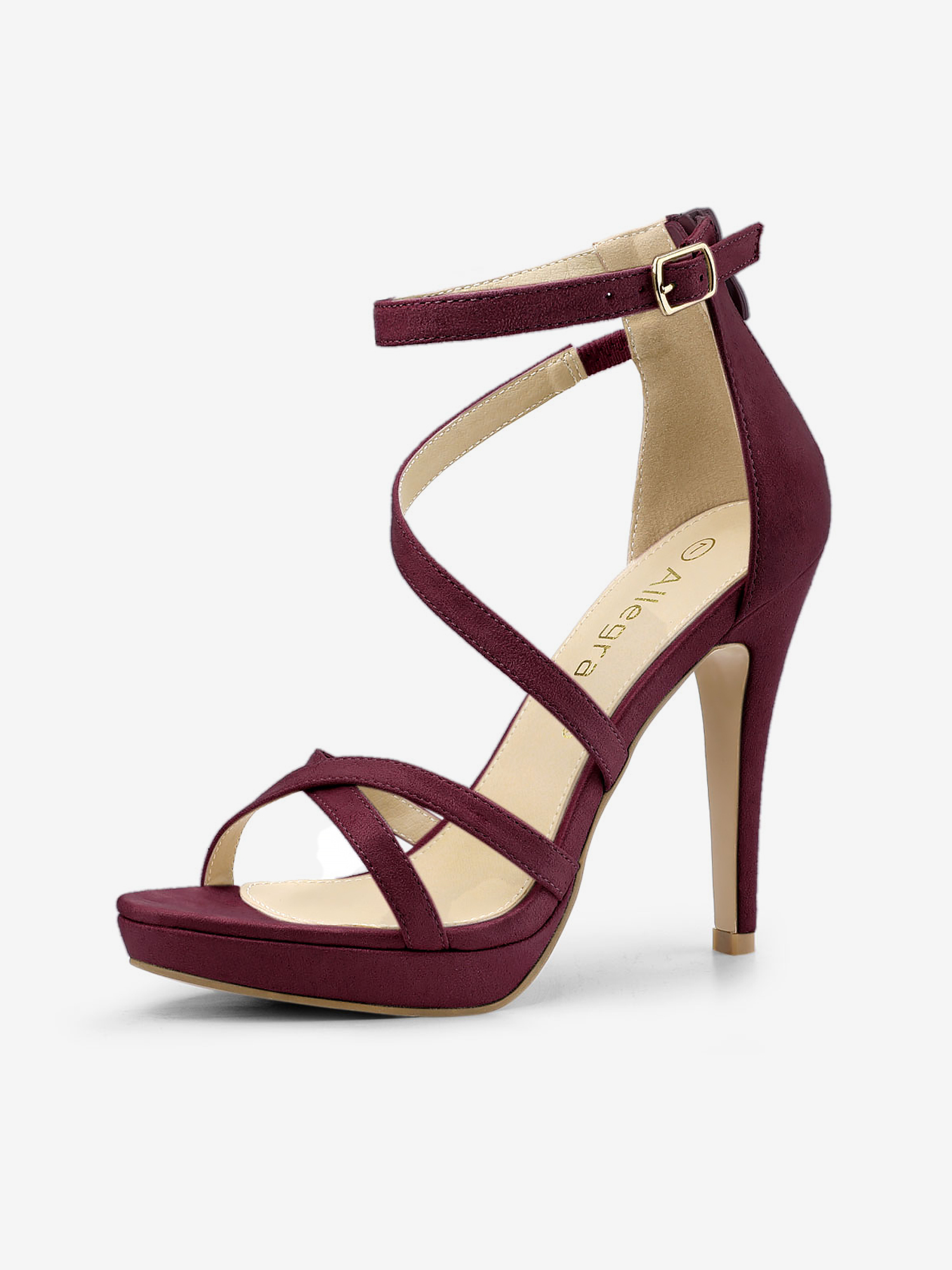 Round Toe Strappy Platform Stiletto Heel Sandals Burgundy/7.5 - Allegra K catalog