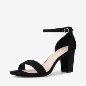 Open Toe Ankle Strap Chunky High Heel Sandals Black/9 - Allegra K catalog