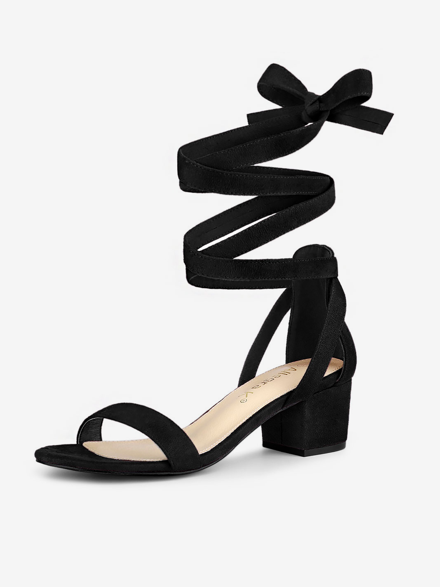 Open Toe Block Heel Lace Up Ankle Strap Sandals Black/8 - Allegra K catalog
