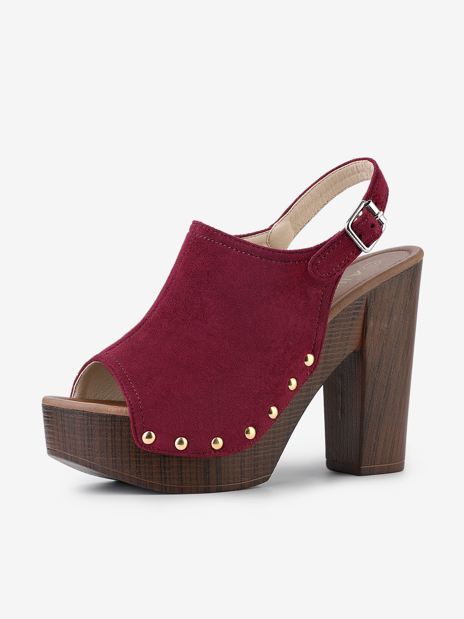 Open Toe Slingback Platform Chunky Heel Sandals Burgundy/5.5 - Allegra K catalog