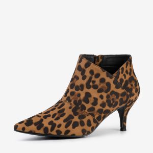 Pointed Toe Kitten Heel Cutout Ankle Boots Brown/6 - Allegra K catalog