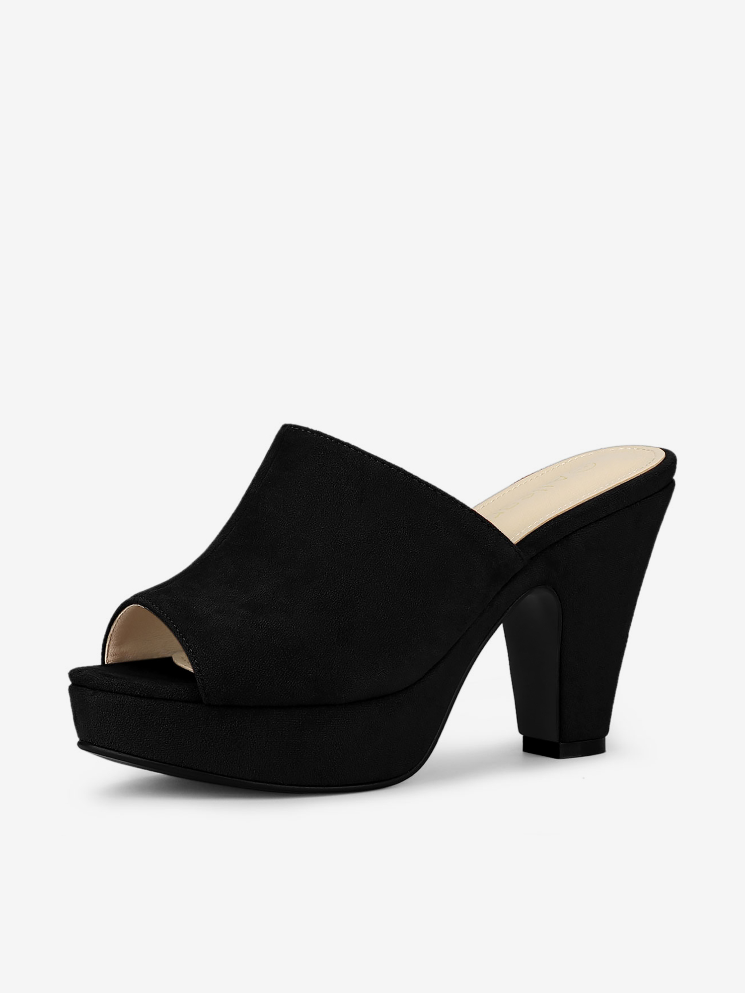 Faux Suede Open Toe Platform Chunky Heel Slide Sandals Black/8.5 - Allegra K catalog