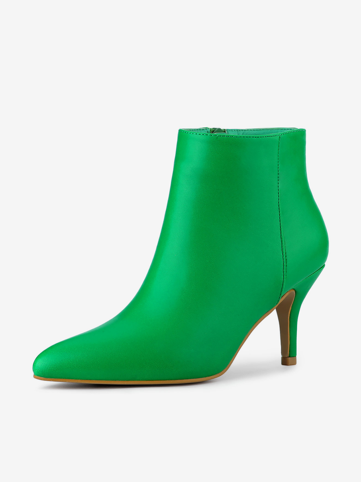 Pointed Toe Zipper Stiletto Heel Ankle Boots Grass Green/10 - Allegra K catalog