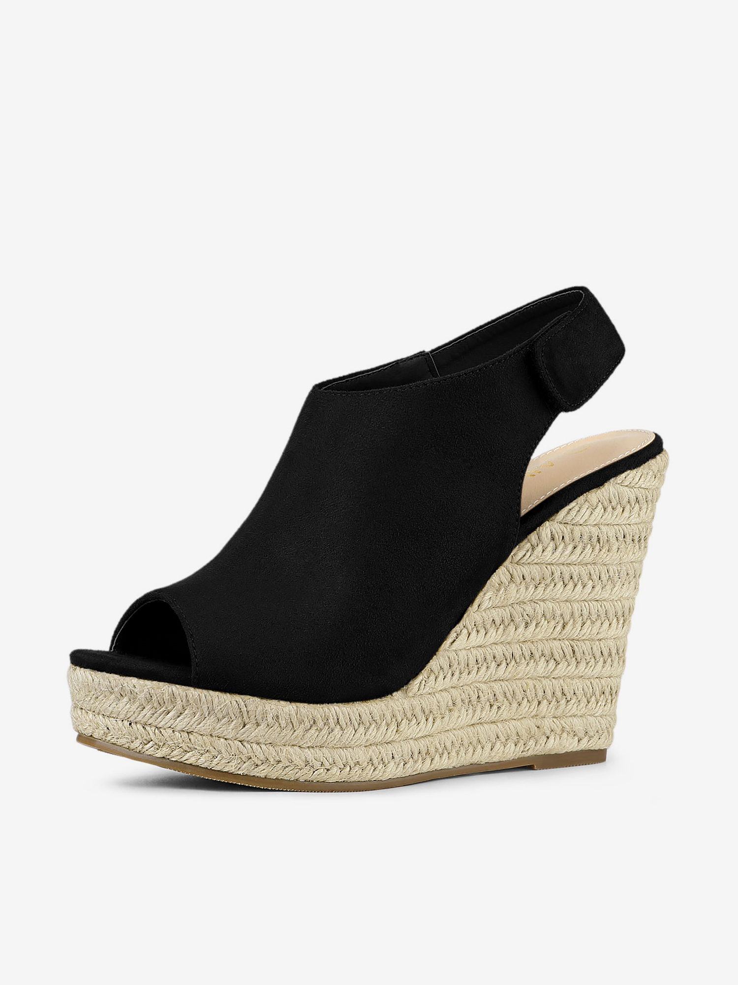 Open Toe Espadrille Platform Wedge Heel Slingback Sandals Black/5.5 - Allegra K catalog