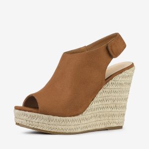 Open Toe Espadrille Platform Wedge Heel Slingback Sandals Brown/5.5 - Allegra K catalog