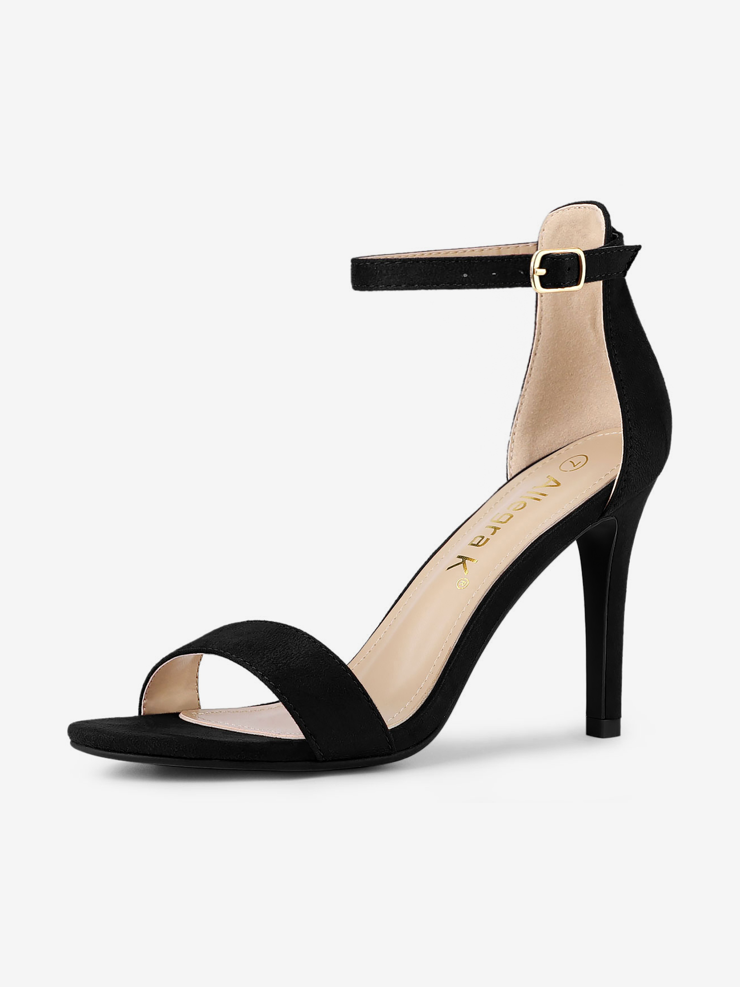 Suede Ankle Strap High Stiletto Heel Sandals Black/7 - Allegra K catalog