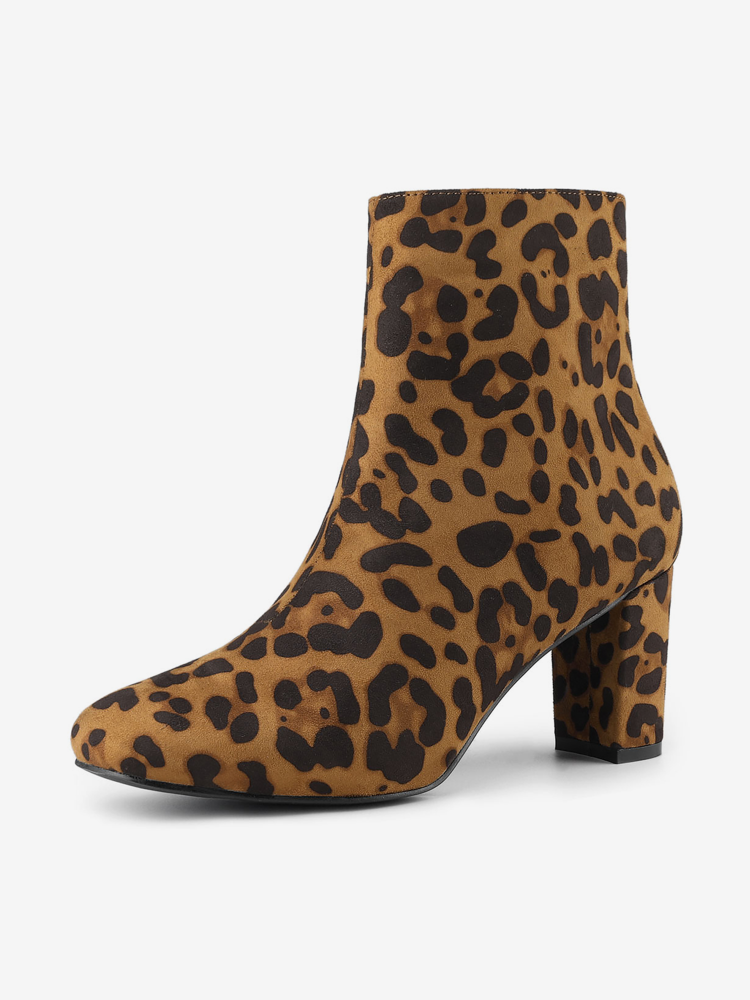 Dress Side Zip Chunky Heel Ankle Boots Leopard/9 - Allegra K catalog