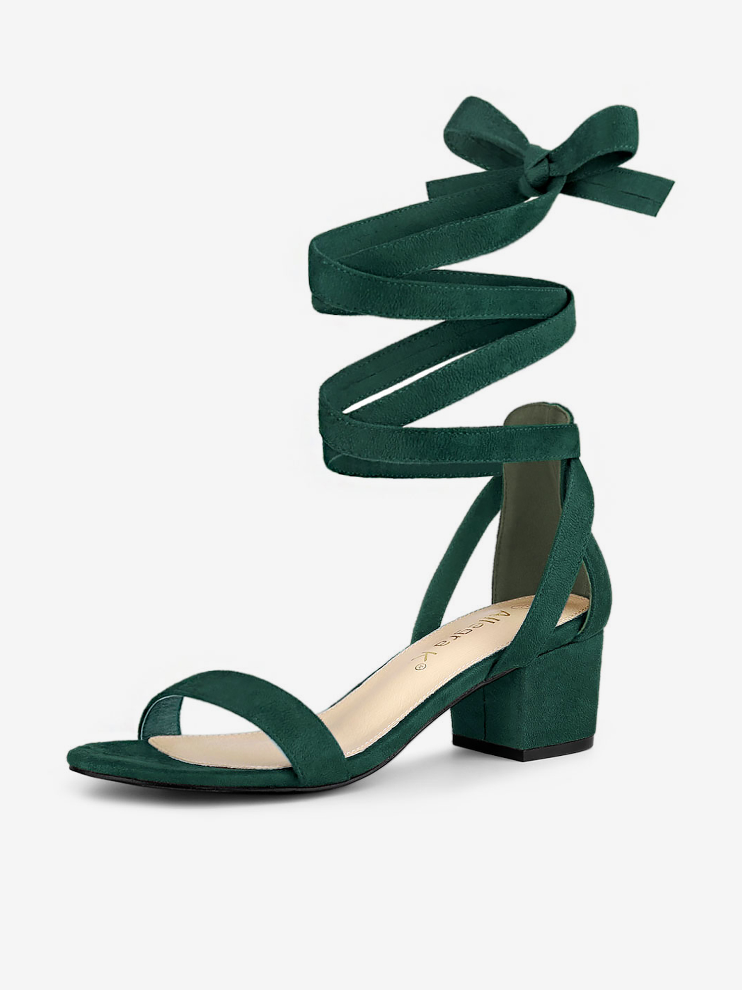 Open Toe Block Heel Lace Up Ankle Strap Sandals Green/8 - Allegra K catalog