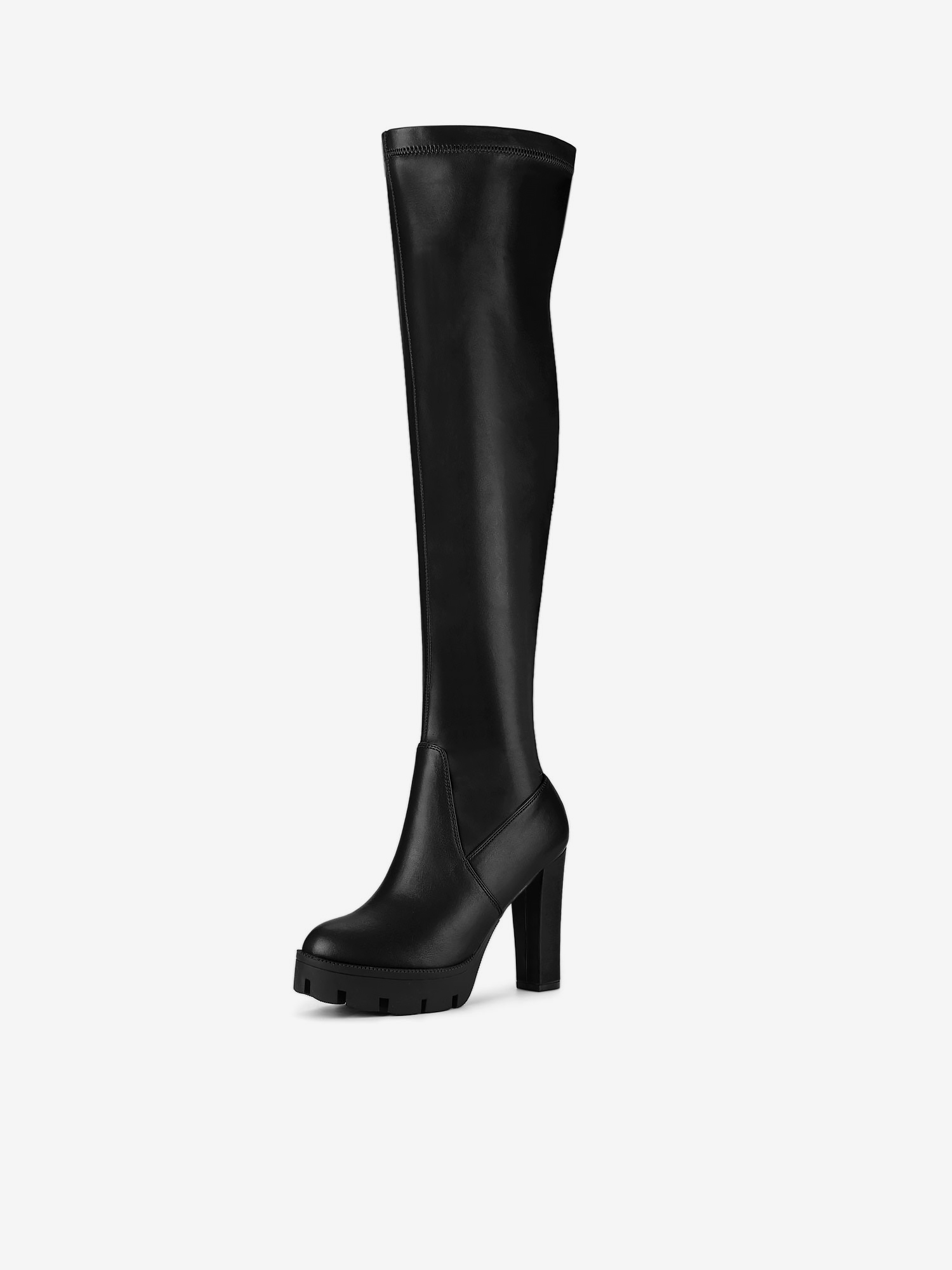 Platform Chunky Heel Over Knee High Side Zipper Boots Black/9.5 - Allegra K catalog