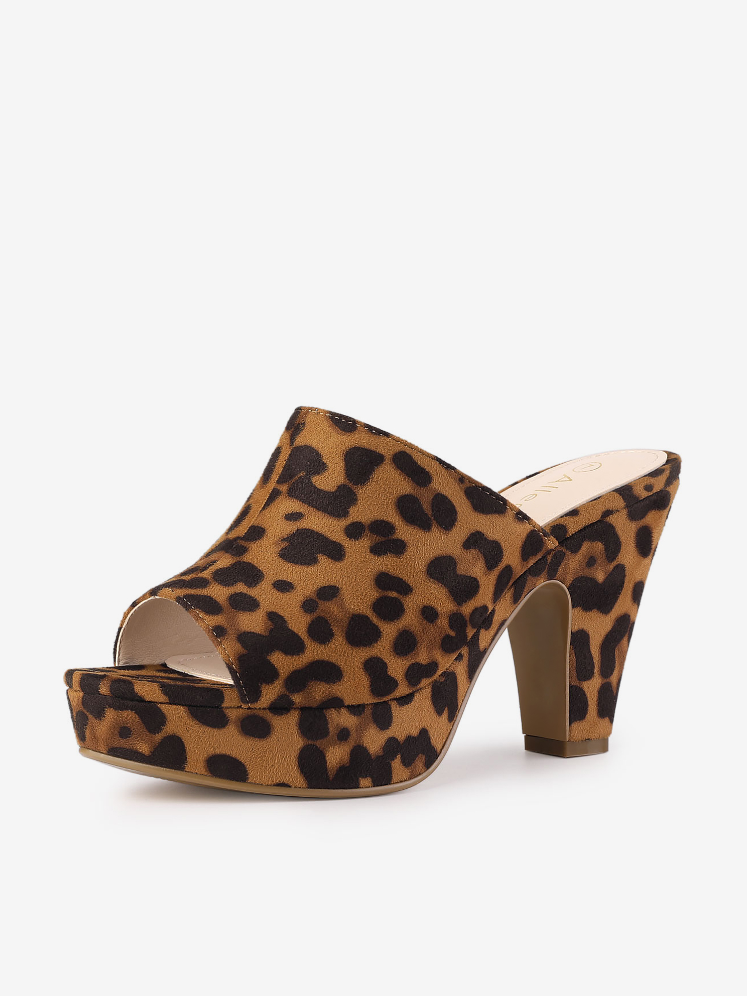Faux Suede Open Toe Platform Chunky Heel Slide Sandals Leopard/10 - Allegra K catalog