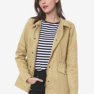 Drawstring Waist Flap Pocket Lightweight Utility Safari Jacket Camel/L - Allegra K catalog
