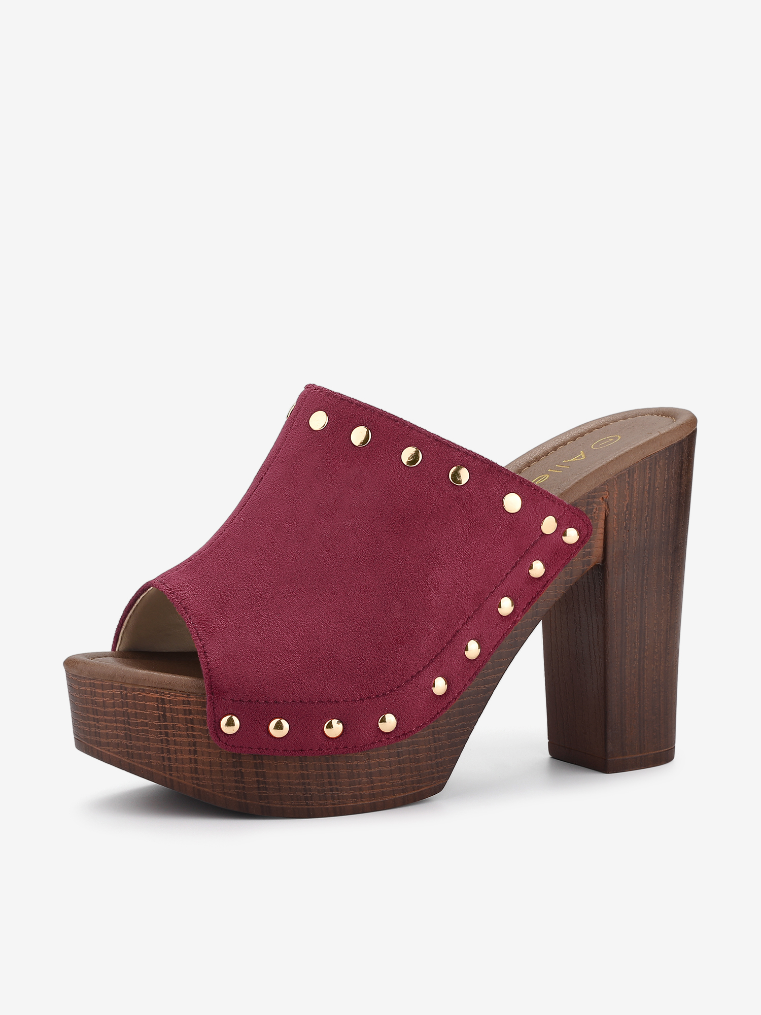 Open Toe Platform Block Heel Slides Sandals Burgundy/6.5 - Allegra K catalog