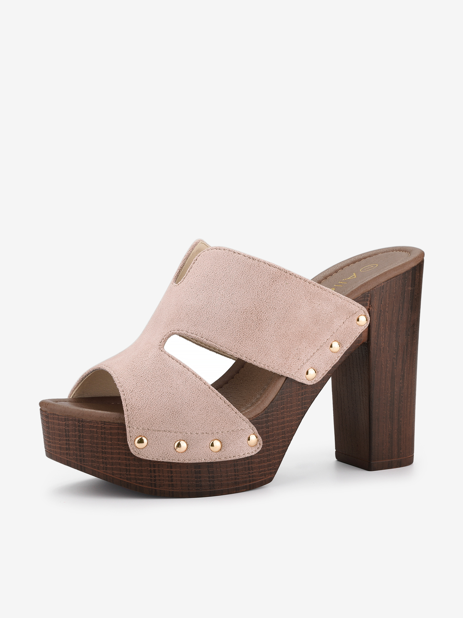 Faux Suede Platform High Block Heel Slides Sandals Pink/10 - Allegra K catalog