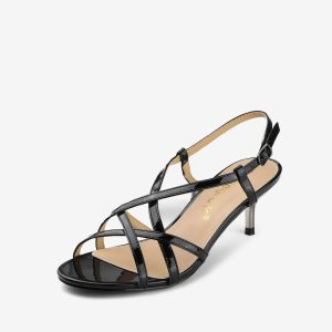 Slingback Strappy Buckle Kitten Heel Sandals Black/6 - Allegra K catalog