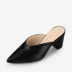 Pointed Toe Chunky Heel Slides Mules Black/8 - Allegra K catalog