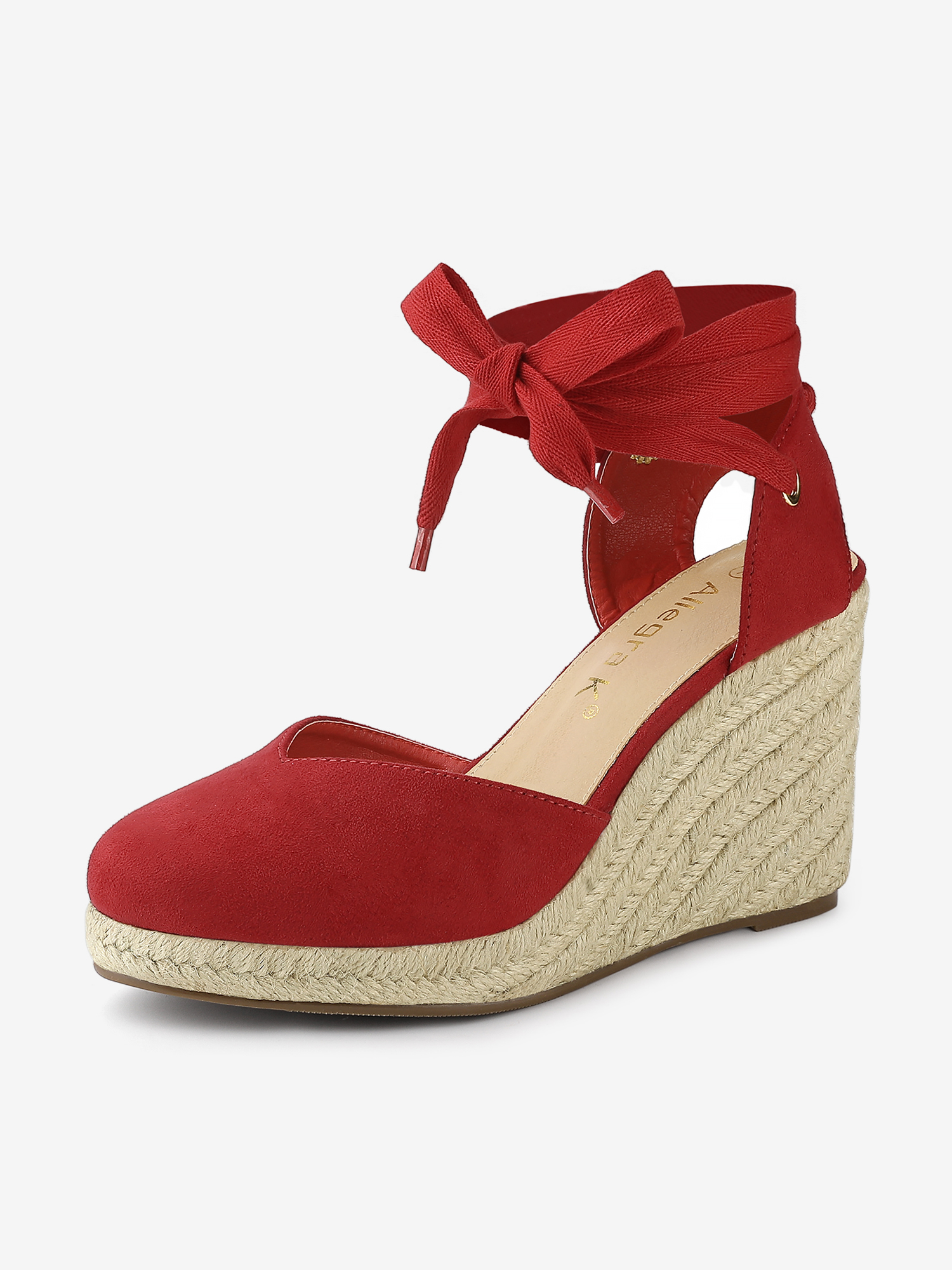 Closed Toe Espadrilles Wedges Tie Up Wedge Sandals Red/8.5 - Allegra K catalog