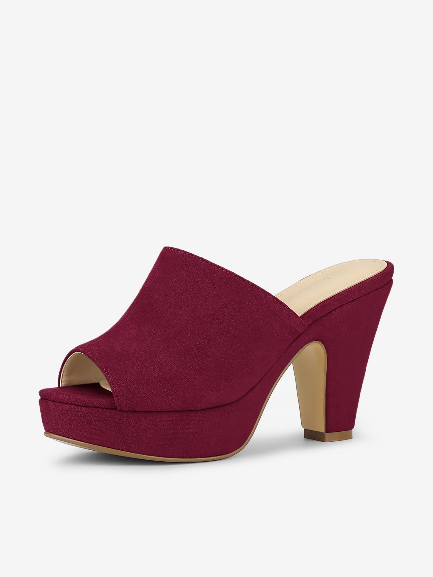 Faux Suede Open Toe Platform Chunky Heel Slide Sandals Burgundy/8.5 - Allegra K catalog