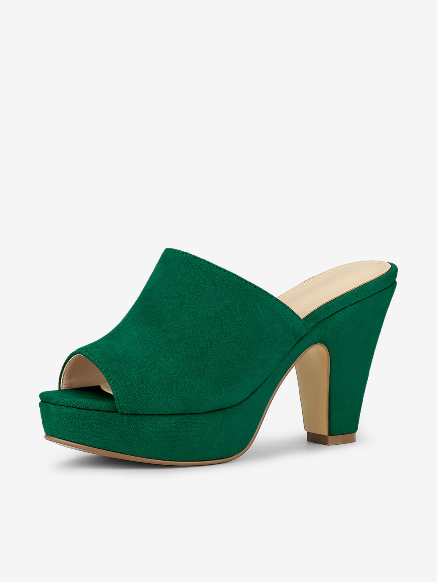Faux Suede Open Toe Platform Chunky Heel Slide Sandals Green/7 - Allegra K catalog