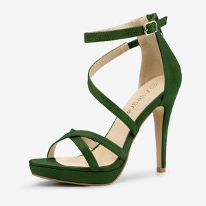 Round Toe Strappy Platform Stiletto Heel Sandals Green/9 - Allegra K catalog