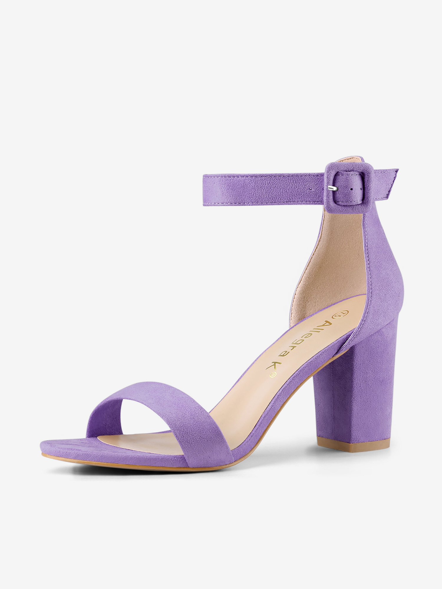 Faux Suede High Chunky Heel Buckle Ankle Strap Sandals Purple/7 - Allegra K catalog